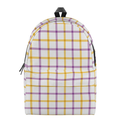 Yellow And Purple Tattersall Print Backpack