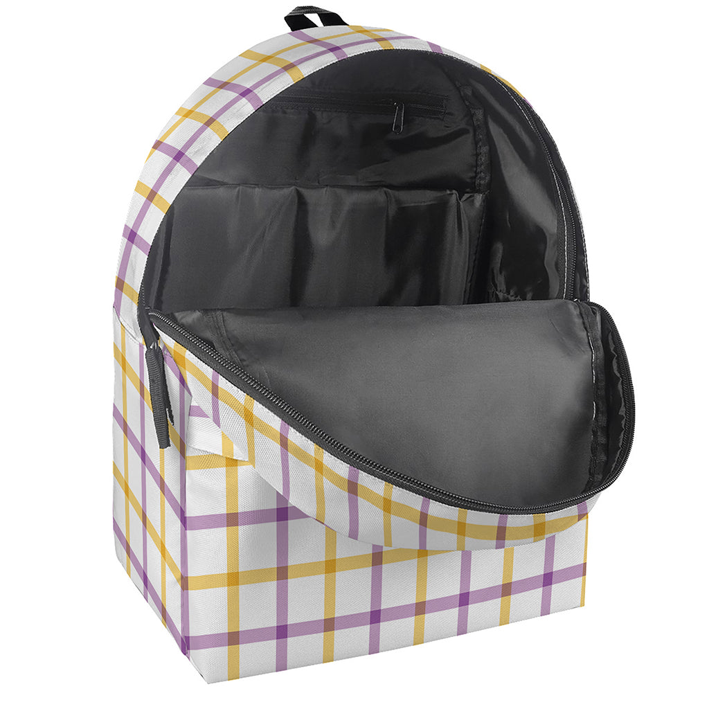 Yellow And Purple Tattersall Print Backpack