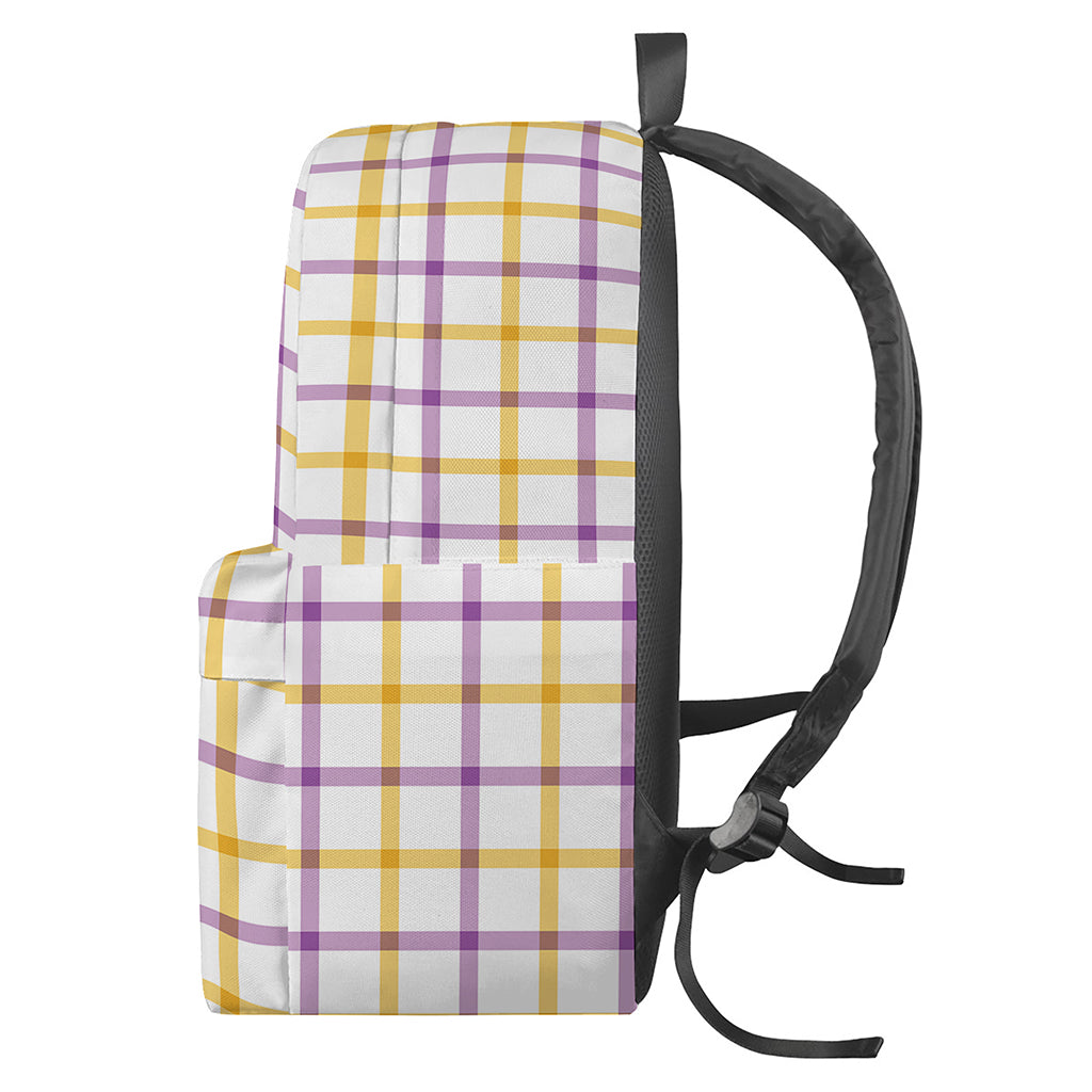 Yellow And Purple Tattersall Print Backpack