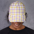 Yellow And Purple Tattersall Print Baseball Cap