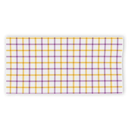 Yellow And Purple Tattersall Print Beach Towel