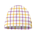 Yellow And Purple Tattersall Print Beanie
