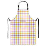 Yellow And Purple Tattersall Print Bib Apron With Pocket