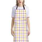 Yellow And Purple Tattersall Print Bib Apron With Pocket
