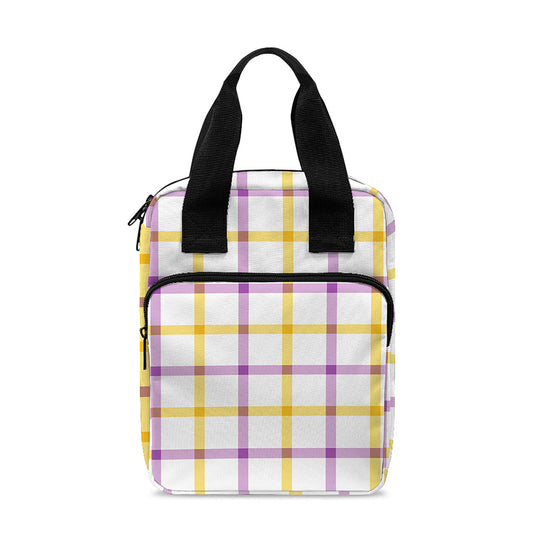 Yellow And Purple Tattersall Print Bible Tote Bag