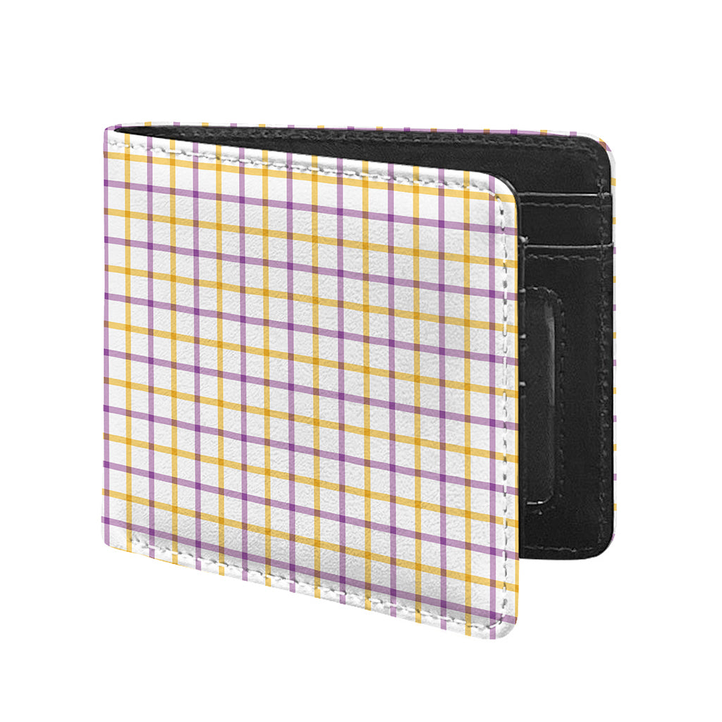 Yellow And Purple Tattersall Print Bifold Wallet