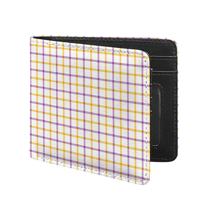 Yellow And Purple Tattersall Print Bifold Wallet