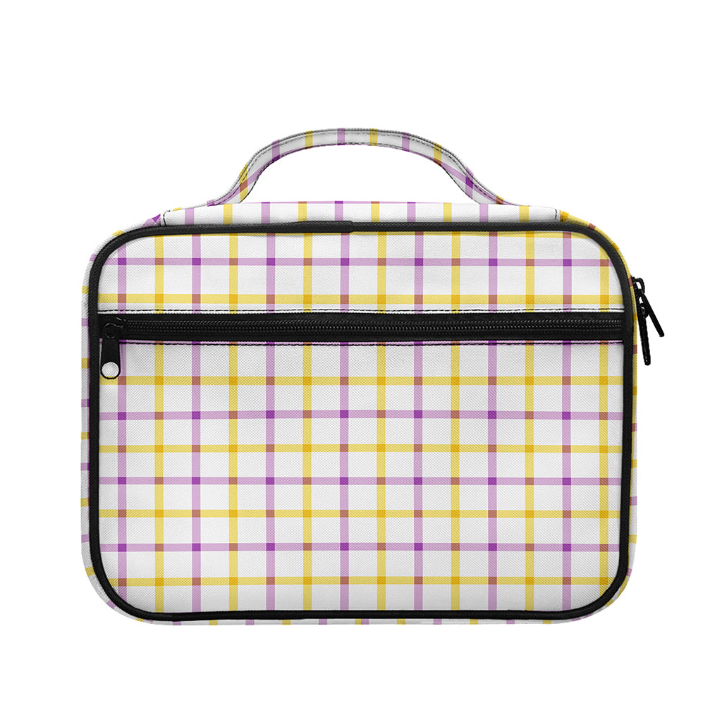 Yellow And Purple Tattersall Print Briefcase Bible Bag