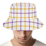 Yellow And Purple Tattersall Print Bucket Hat
