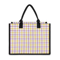 Yellow And Purple Tattersall Print Canvas Tote Bag