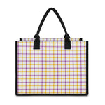 Yellow And Purple Tattersall Print Canvas Tote Bag
