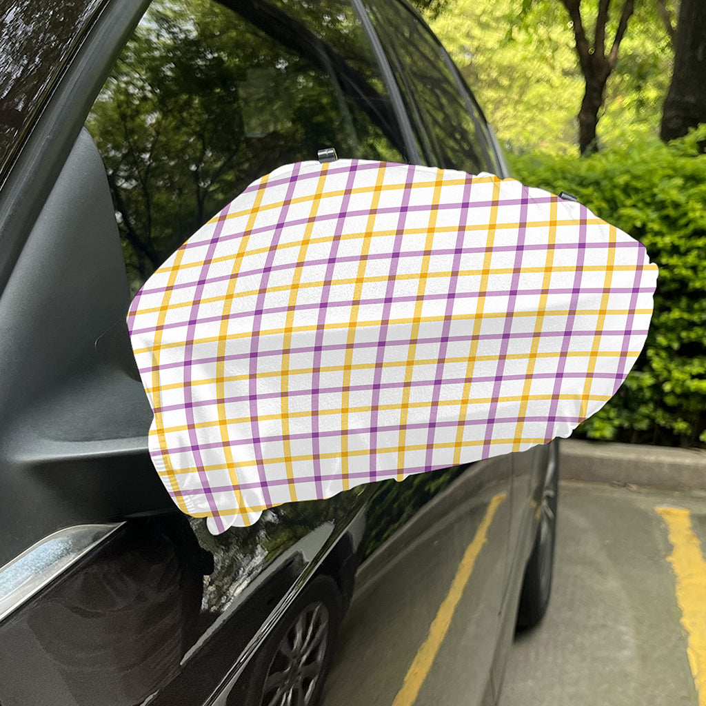 Yellow And Purple Tattersall Print Car Side Mirror Covers
