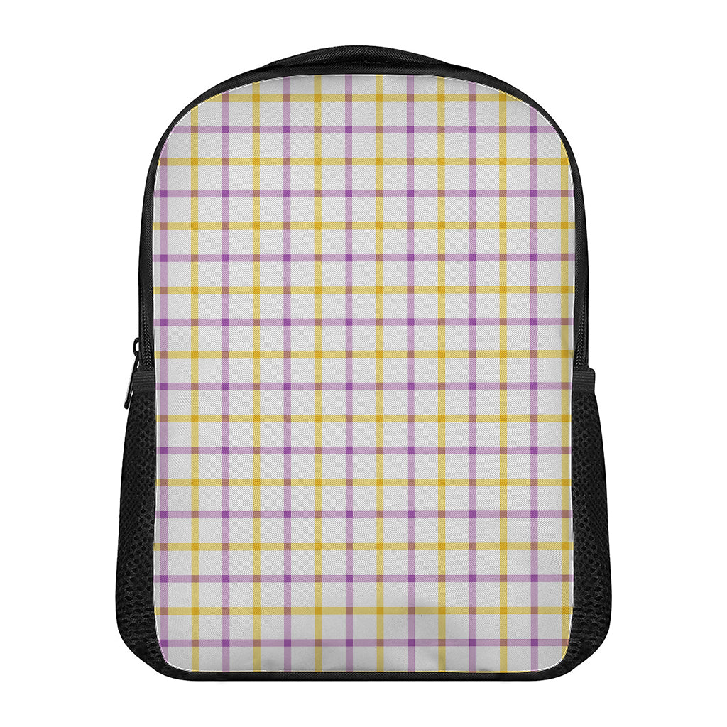 Yellow And Purple Tattersall Print Casual Backpack