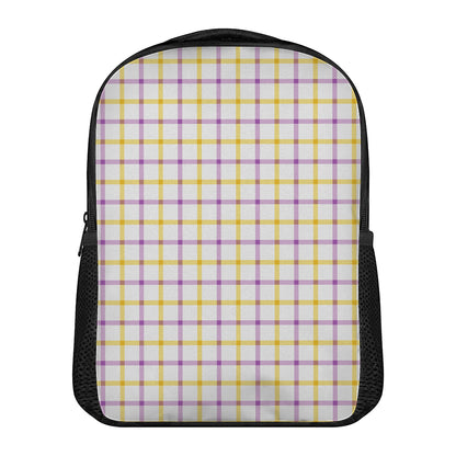 Yellow And Purple Tattersall Print Casual Backpack