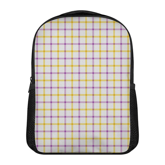 Yellow And Purple Tattersall Print Casual Backpack
