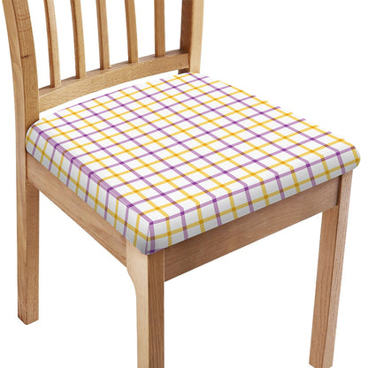 Yellow And Purple Tattersall Print Chair Cushion Cover