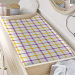 Yellow And Purple Tattersall Print Changing Pad Cover