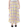 Yellow And Purple Tattersall Print Chiffon Maxi Skirt