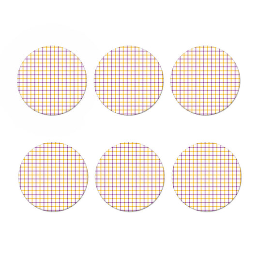 Yellow And Purple Tattersall Print Coaster Set