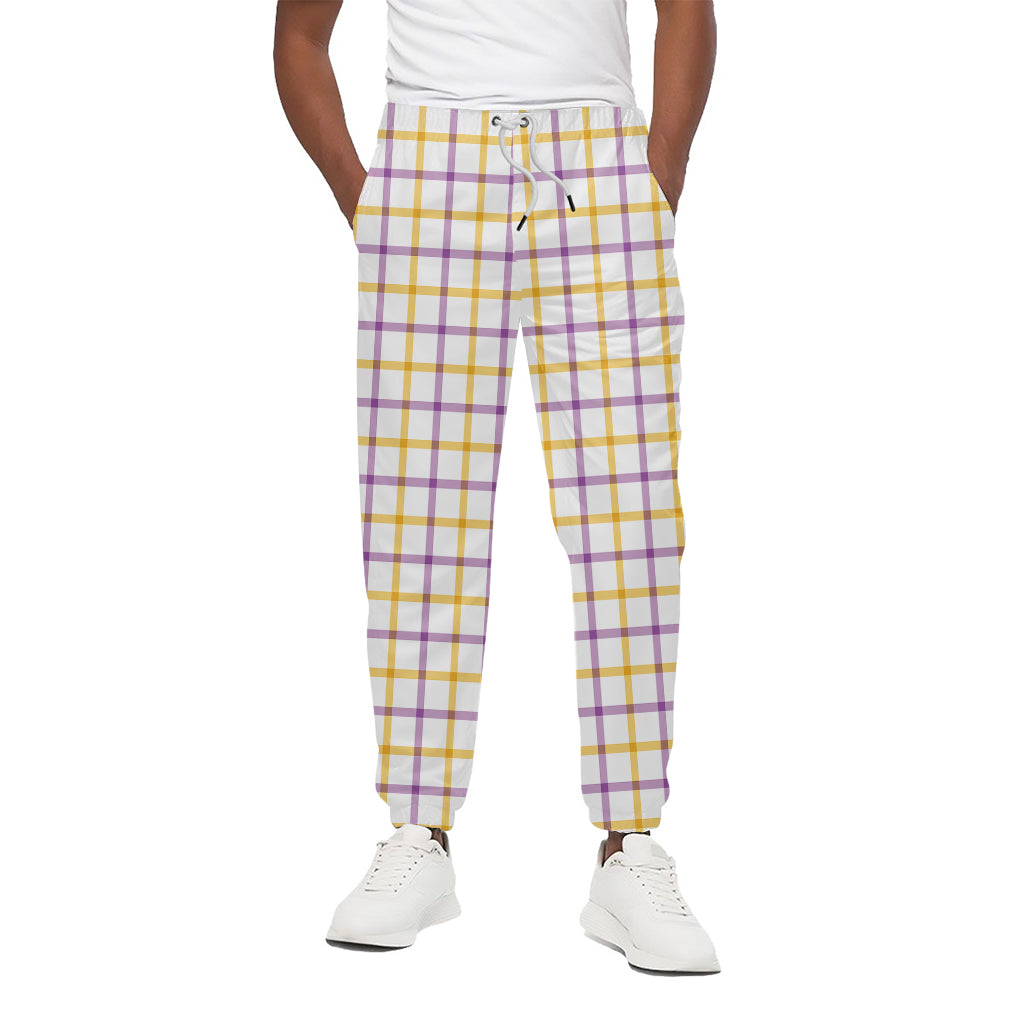 Yellow And Purple Tattersall Print Cotton Pants