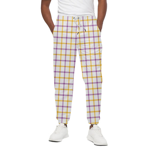 Yellow And Purple Tattersall Print Cotton Pants