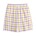 Yellow And Purple Tattersall Print Cotton Shorts