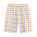 Yellow And Purple Tattersall Print Cotton Shorts
