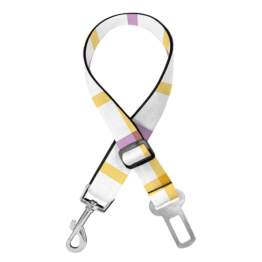 Yellow And Purple Tattersall Print Dog Seat Belt