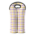 Yellow And Purple Tattersall Print Double Neoprene Wine Tote