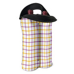 Yellow And Purple Tattersall Print Double Neoprene Wine Tote