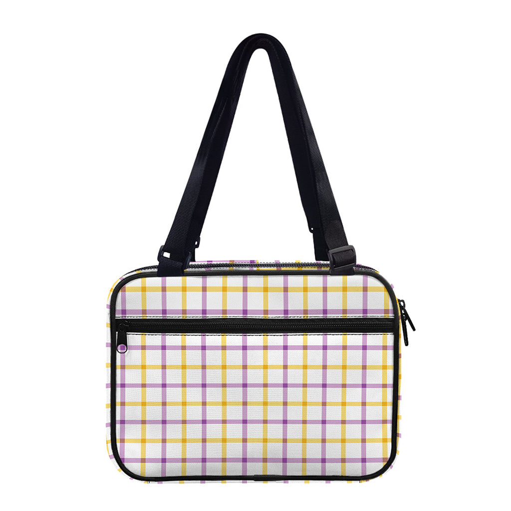 Yellow And Purple Tattersall Print Double Strap Bible Bag