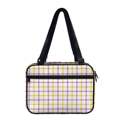 Yellow And Purple Tattersall Print Double Strap Bible Bag