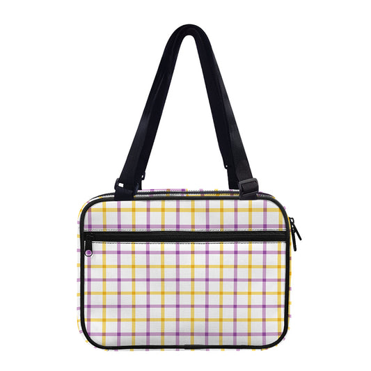 Yellow And Purple Tattersall Print Double Strap Bible Bag