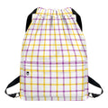 Yellow And Purple Tattersall Print Drawstring Backpack