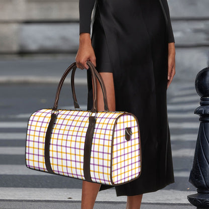 Yellow And Purple Tattersall Print Duffle Bag