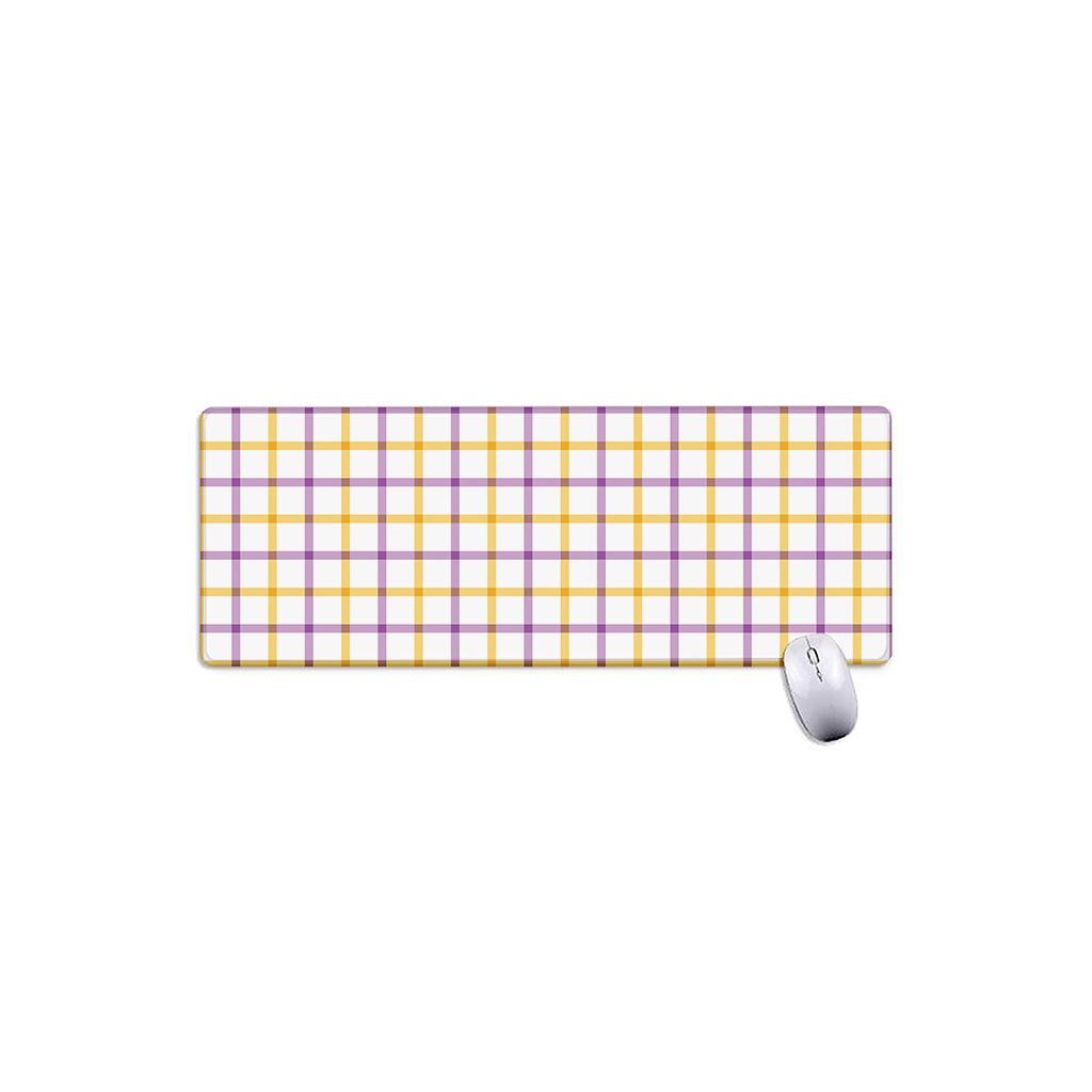 Yellow And Purple Tattersall Print Extended Mouse Pad