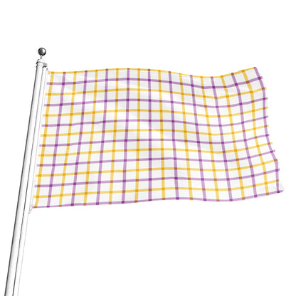 Yellow And Purple Tattersall Print Flag