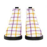 Yellow And Purple Tattersall Print Flat Ankle Boots