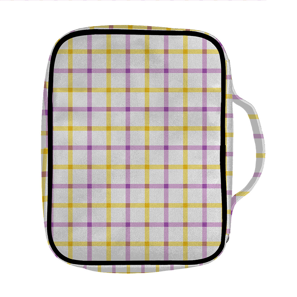 Yellow And Purple Tattersall Print Front Pocket Bible Bag