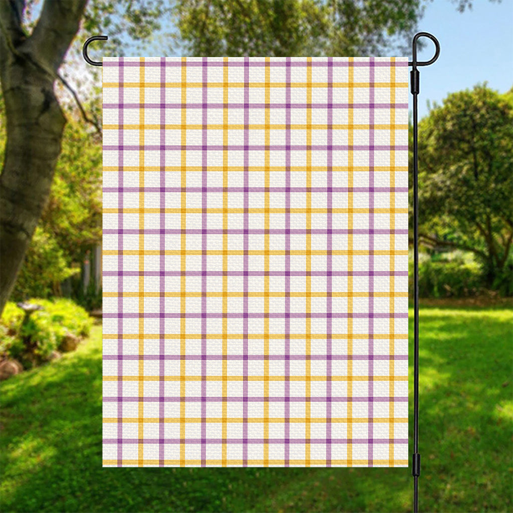 Yellow And Purple Tattersall Print Garden Flag