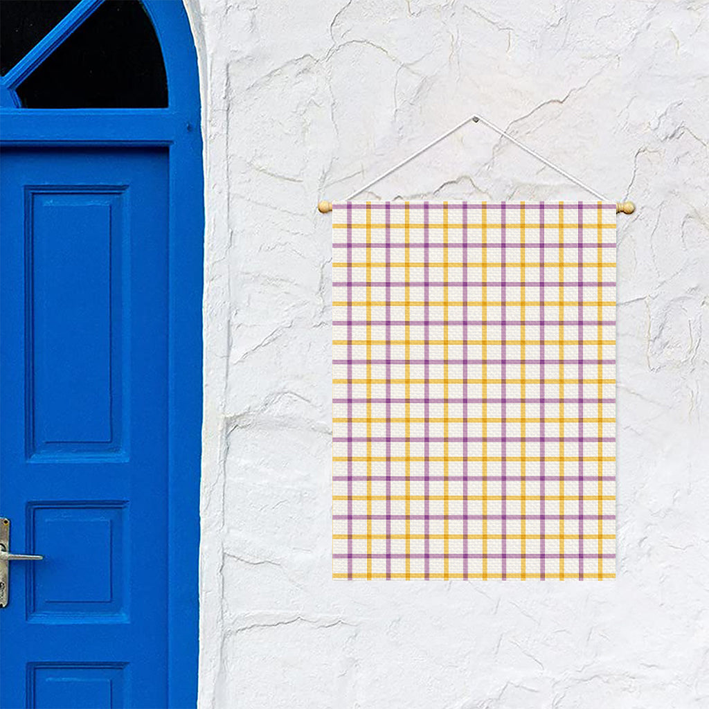 Yellow And Purple Tattersall Print Garden Flag