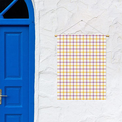 Yellow And Purple Tattersall Print Garden Flag