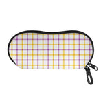 Yellow And Purple Tattersall Print Glasses Case