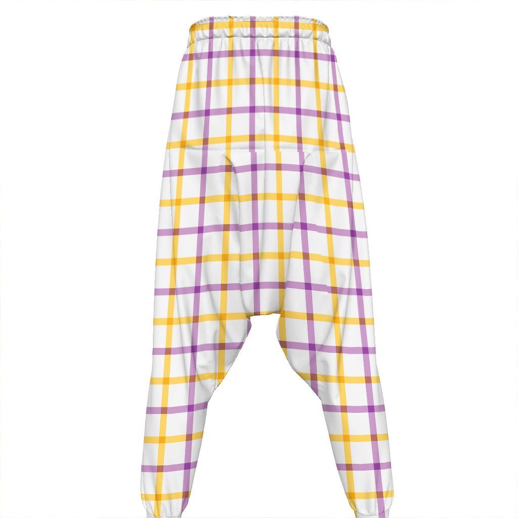 Yellow And Purple Tattersall Print Hammer Pants