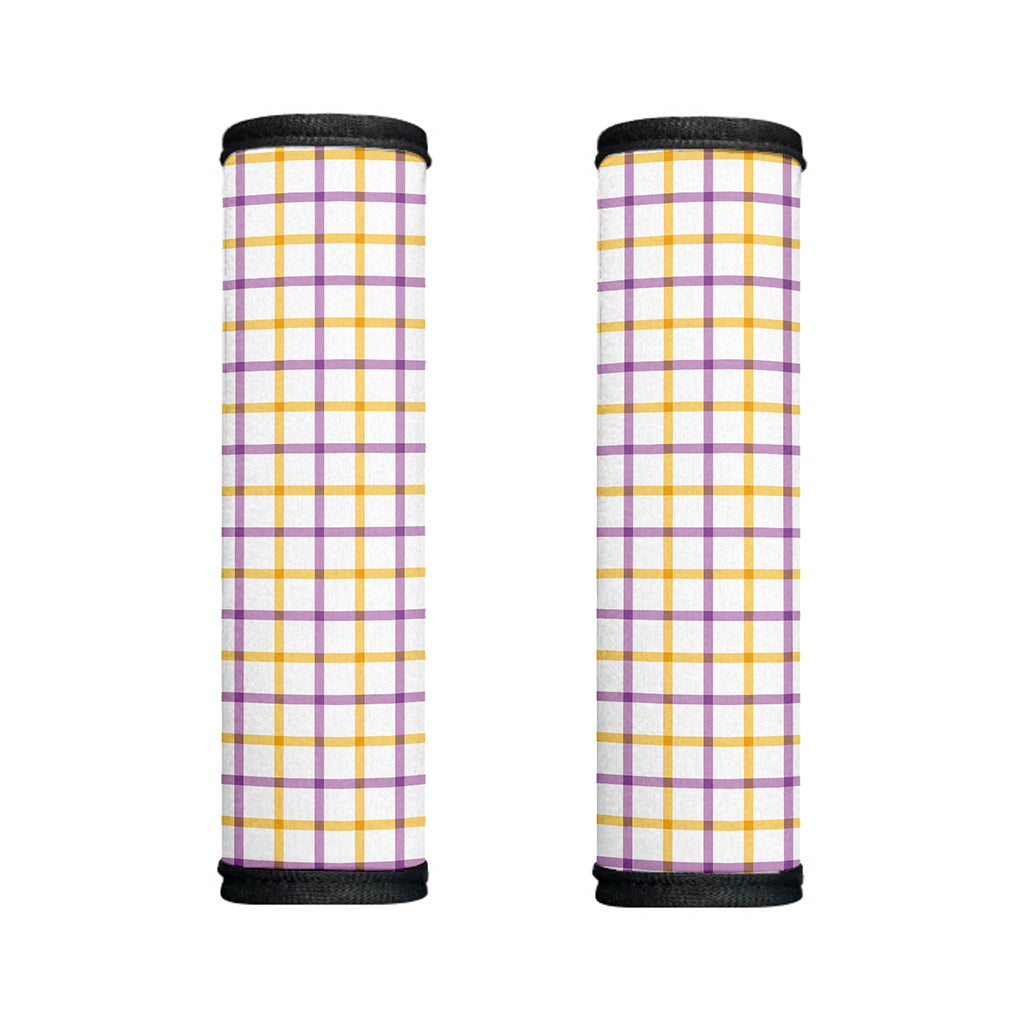 Yellow And Purple Tattersall Print Handle Covers