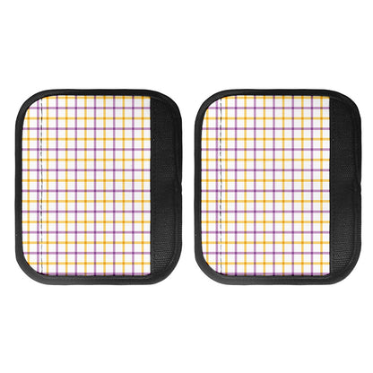 Yellow And Purple Tattersall Print Handle Covers
