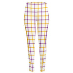 Yellow And Purple Tattersall Print High-Waisted Pocket Leggings