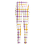 Yellow And Purple Tattersall Print High-Waisted Pocket Leggings