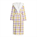 Yellow And Purple Tattersall Print Hooded Bathrobe