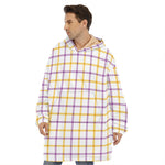 Yellow And Purple Tattersall Print Hoodie Blanket